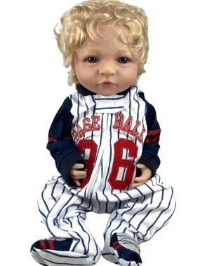 Reborn Baby Doll Baseball Outfit Blonde Hair Blue Eyes Realistic Newborn NWB